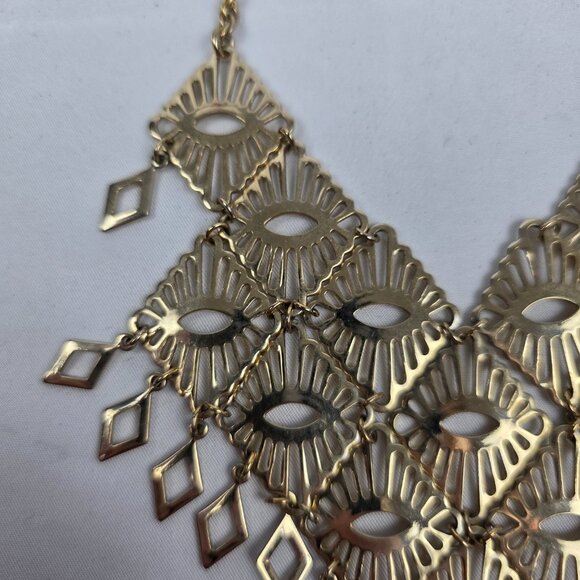 Vintage Sarah Coventry "Mandarin Magic" Gold Tone Bib Necklace Egyptian Style - Picture 3 of 11